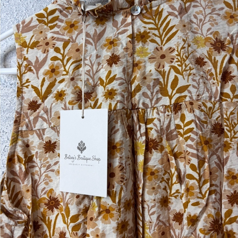 Zizi's Boutique Shop Floral Midi Dress - Brown and Yellow